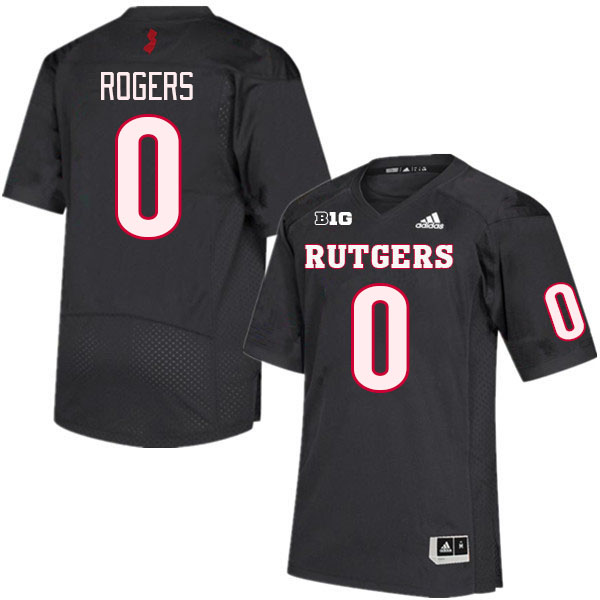 Men #0 Eric Rogers Rutgers Scarlet Knights College Football Jerseys Stitched Sale-Black - Click Image to Close